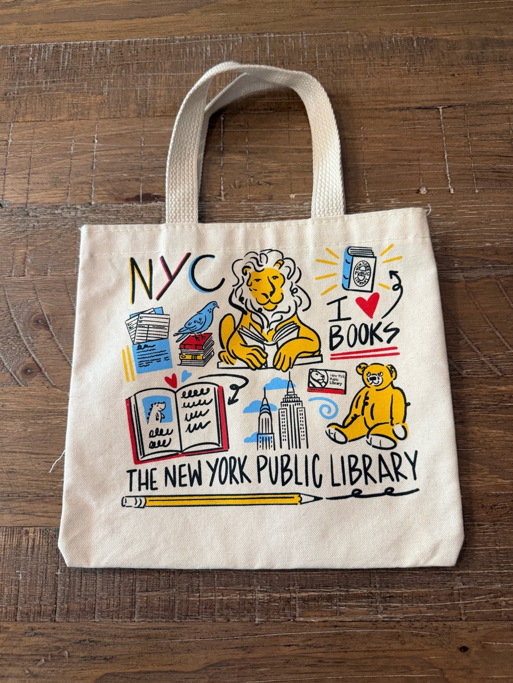 Kids Mini Tote Bag New York City Public Library in Cream